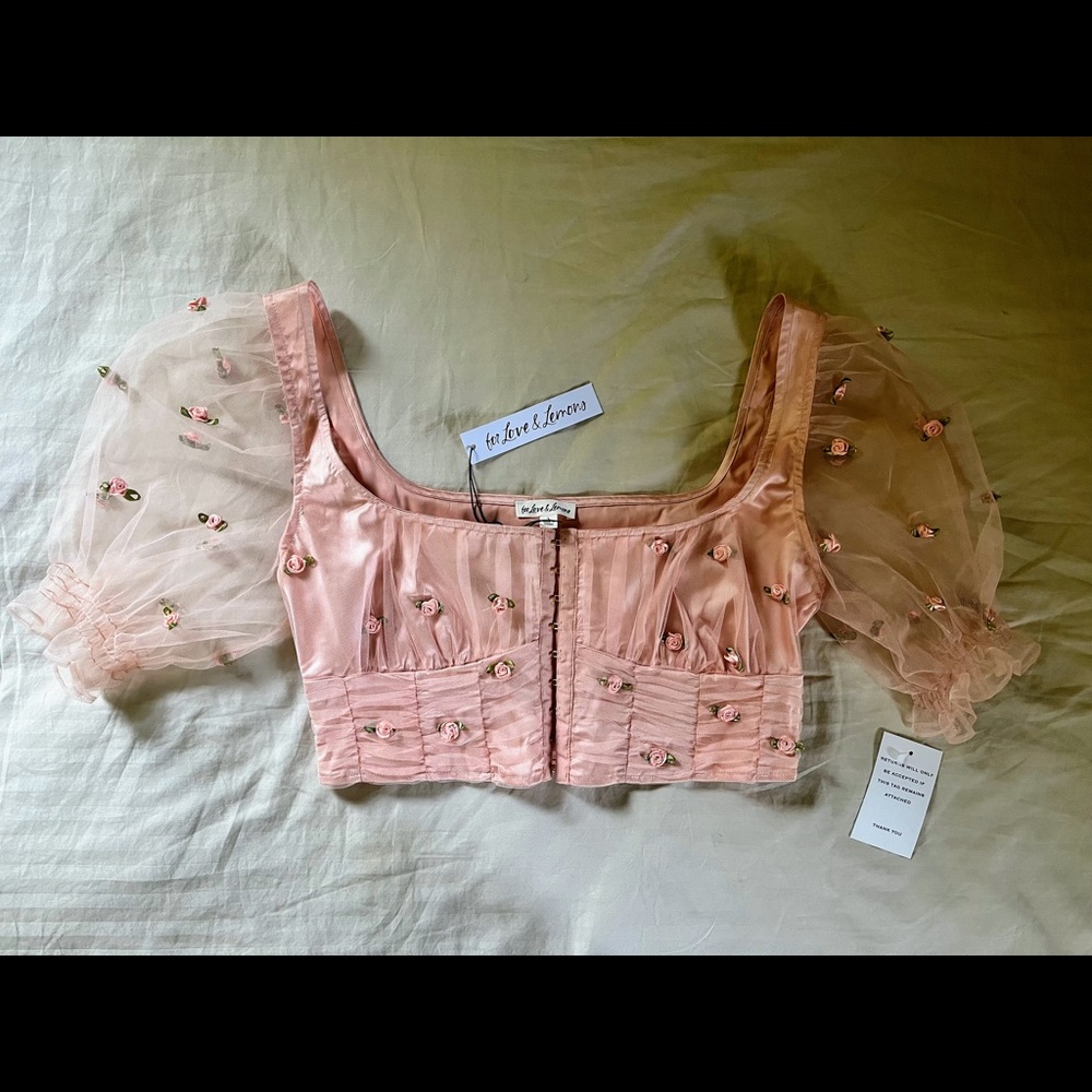 For Love & Lemons Pink Ruffle Top